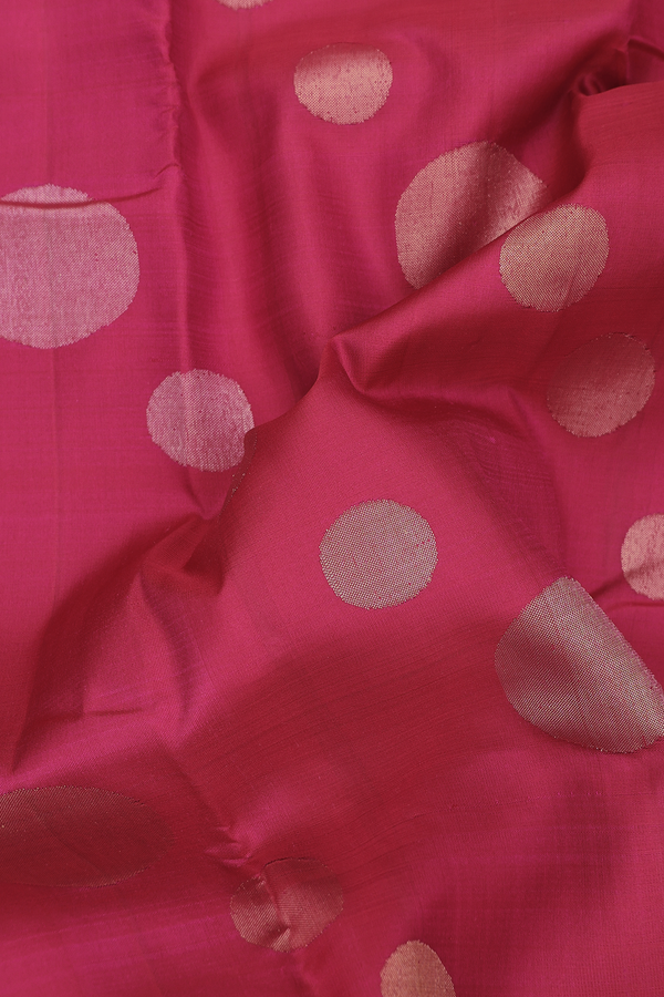 Kanchipuram Silk Saree In Rose Red With Circle Design