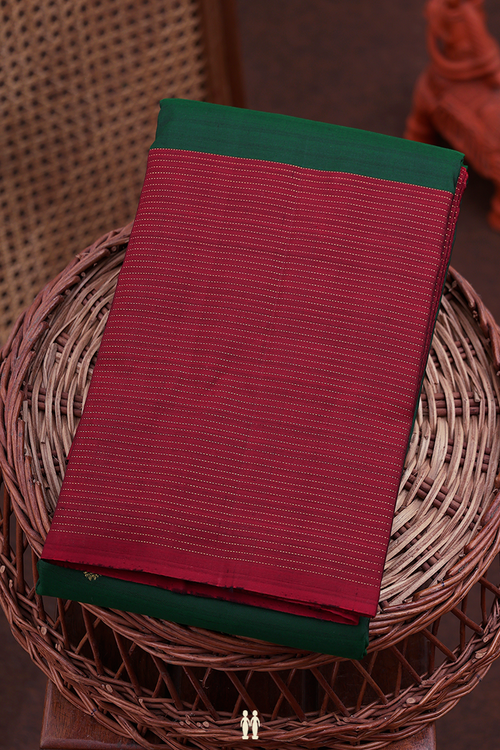 Kanchipuram Silk Saree In Forest Green With Zari Buttas