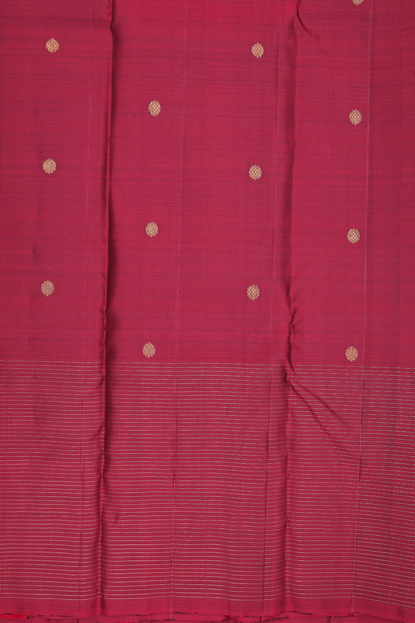 Kanchipuram Silk Saree In Forest Green With Zari Buttas