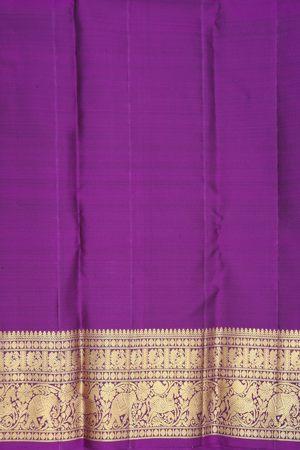 Kanchipuram Silk Saree In Green With Stripes Design
