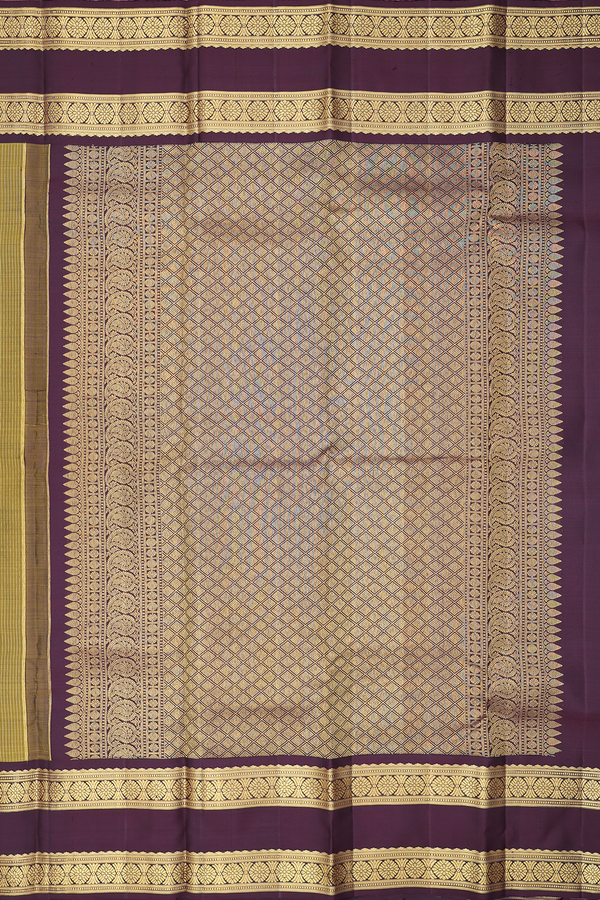 Kanchipuram Silk Saree In Green With Checks Design