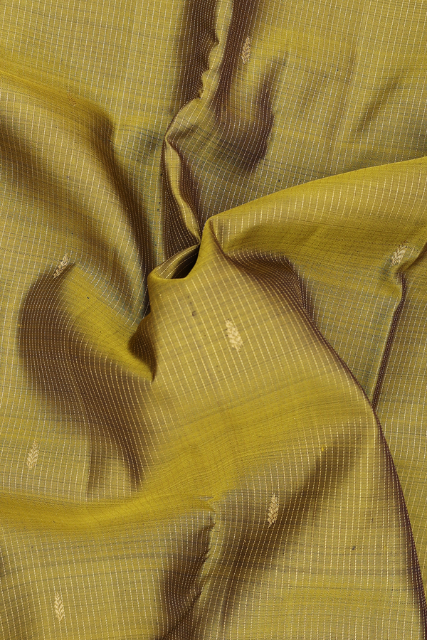 Kanchipuram Silk Saree In Green With Checks Design