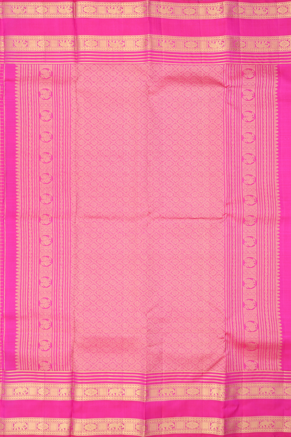 Kanchipuram Silk Saree In Pink With Checks Design