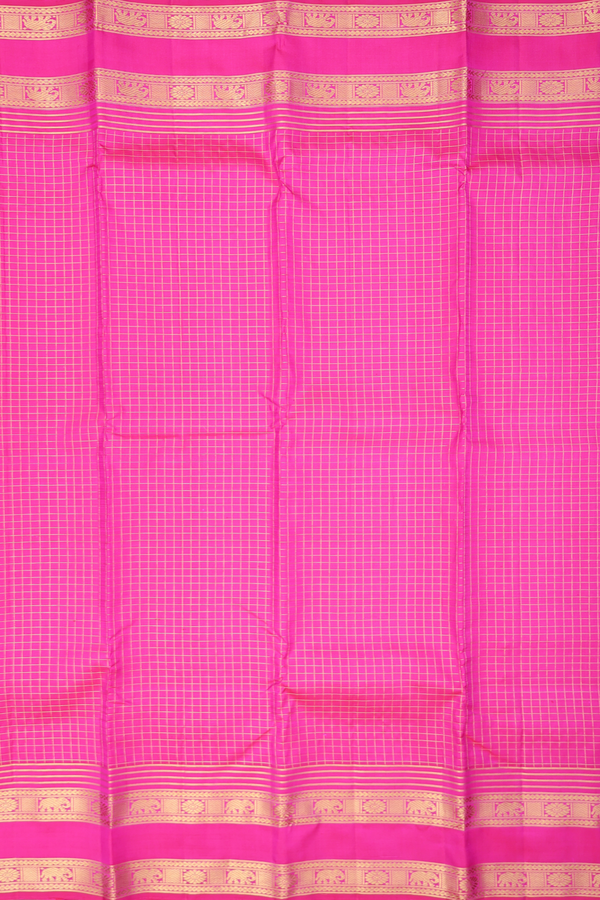 Kanchipuram Silk Saree In Pink With Checks Design