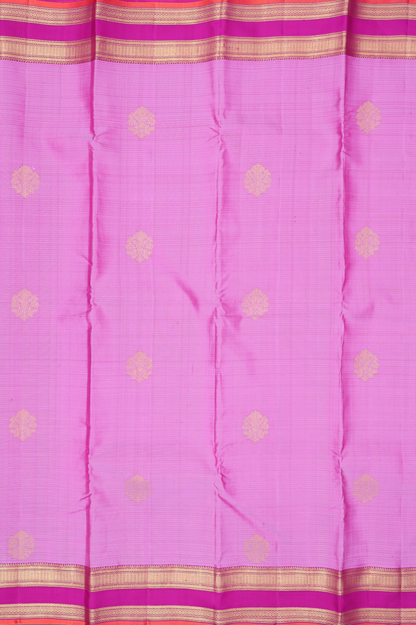 Kanchipuram Silk Saree Lilac Purple With Stripes Along Buttas