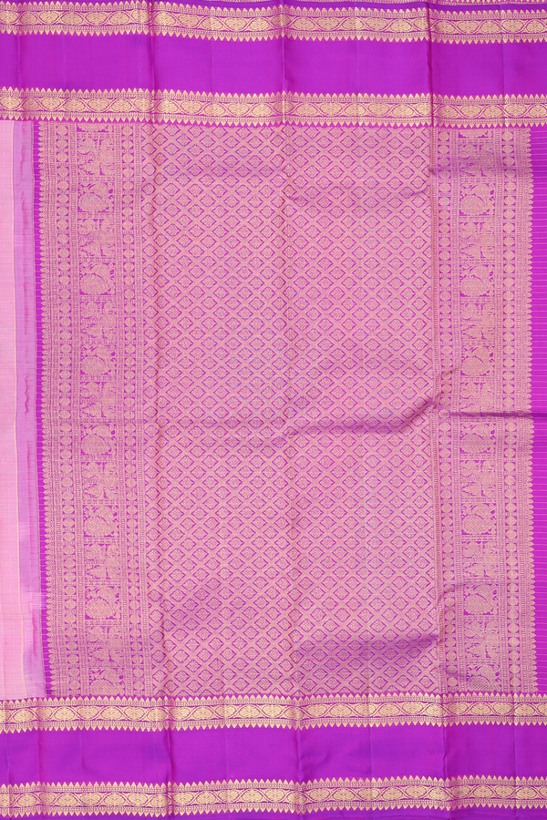 Kanchipuram Silk Saree In Pink With Checks Design