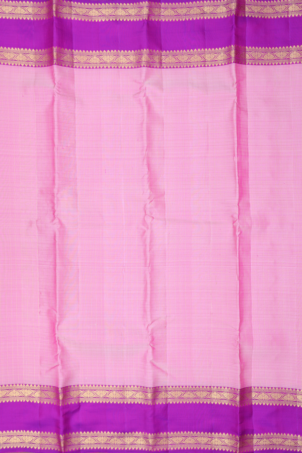 Kanchipuram Silk Saree In Pink With Checks Design