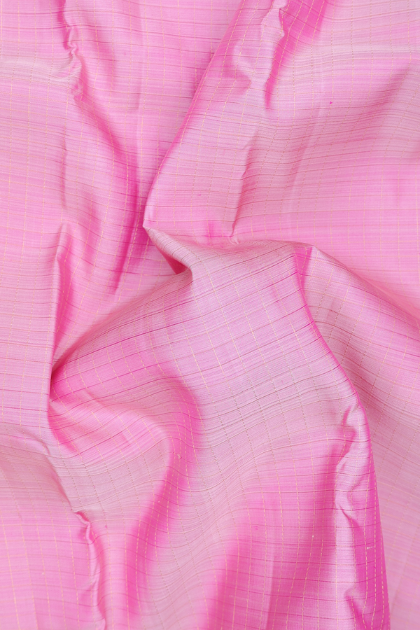 Kanchipuram Silk Saree In Pink With Checks Design