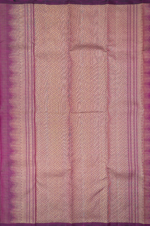 Kanchipuram Silk Saree In Plum Purple With Checks Design
