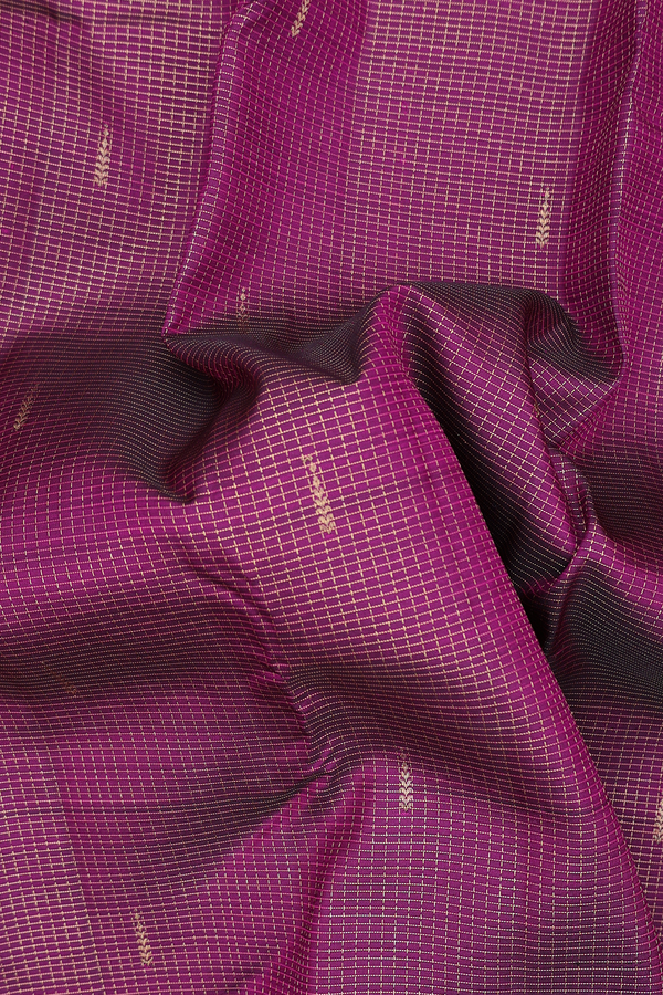 Kanchipuram Silk Saree In Plum Purple With Checks Design
