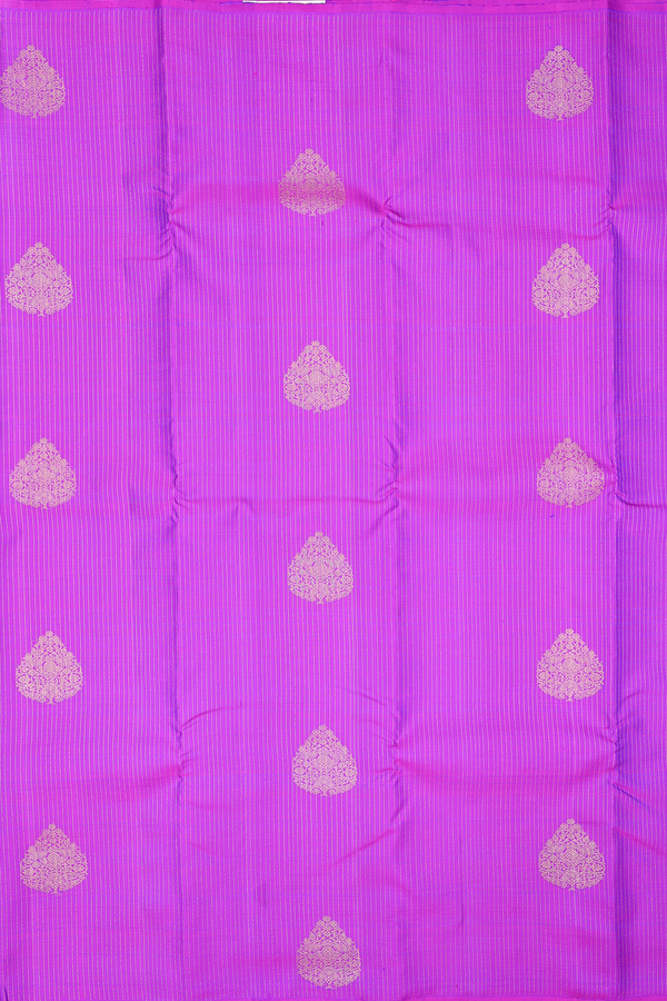 Kanchipuram Silk Saree In Purple With Stripes Design