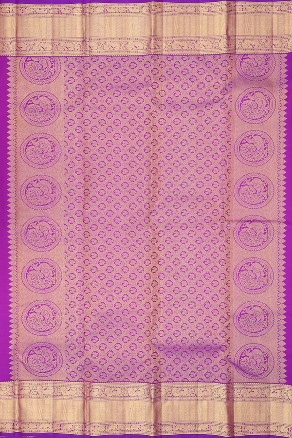 Kanchipuram Silk Saree In Purple With Checks Design
