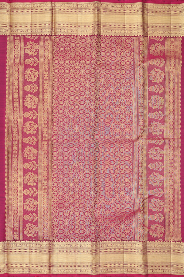 Kanchipuram Silk Saree In Navy Blue With Checks Design