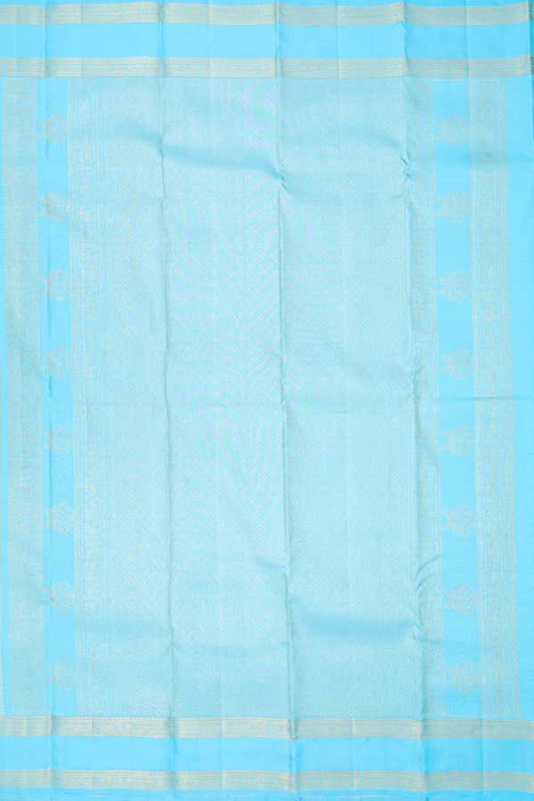 Kanchipuram Silk Saree In Blue With Iruthalai Pakshi Buttas
