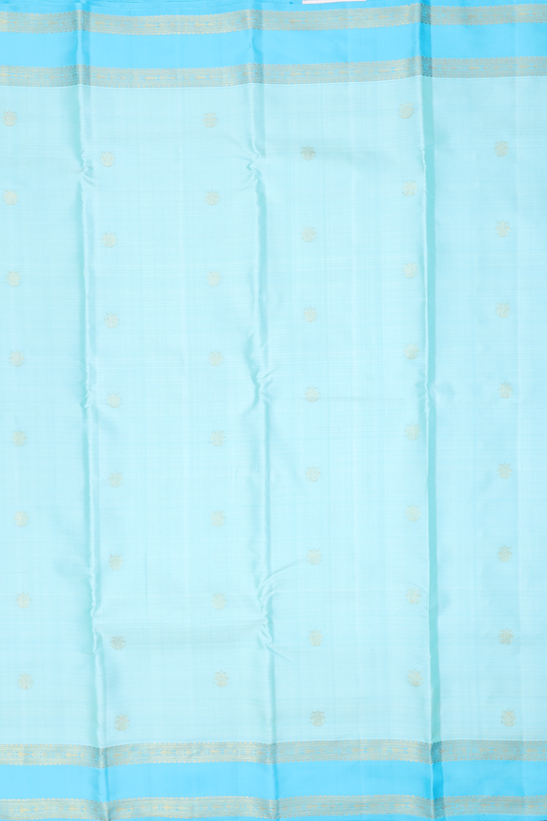 Kanchipuram Silk Saree In Blue With Iruthalai Pakshi Buttas