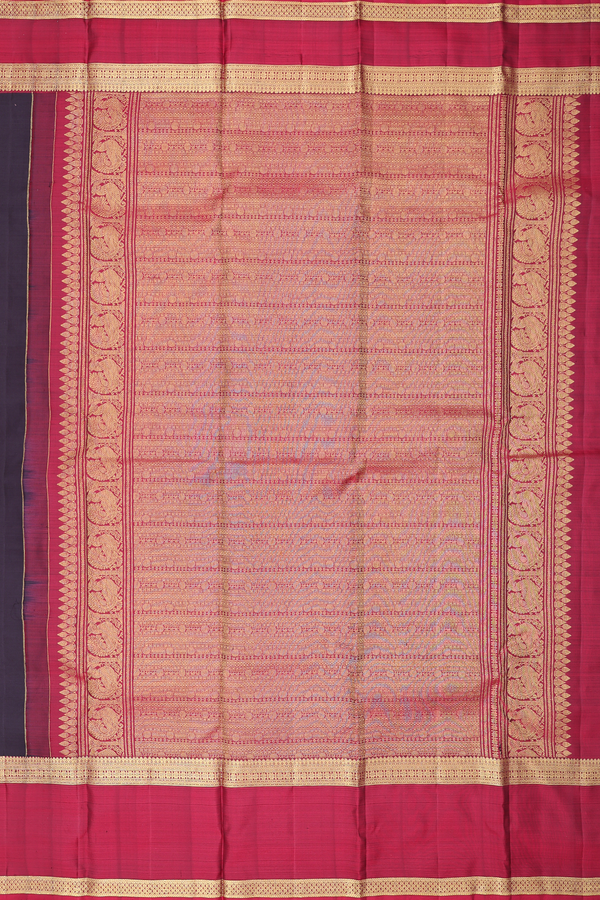 Kanchipuram Silk Saree In Dark Oak Brown With Peacock Buttas