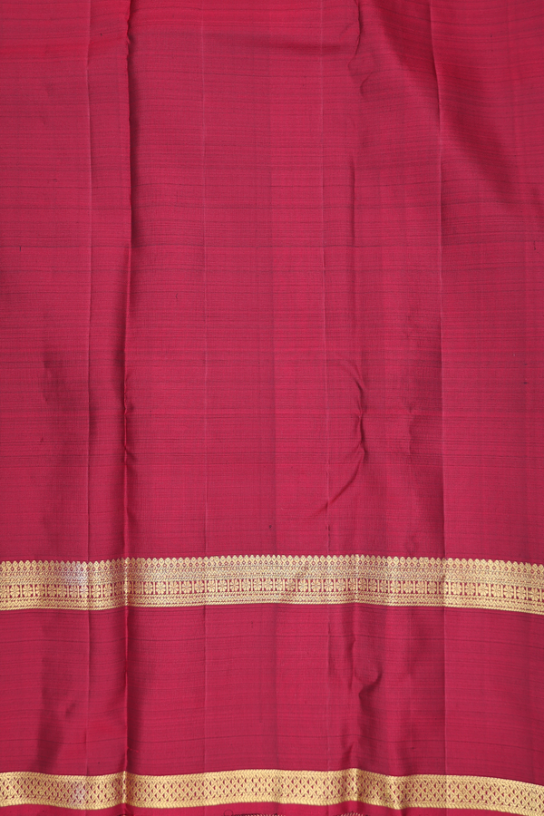 Kanchipuram Silk Saree In Dark Oak Brown With Peacock Buttas