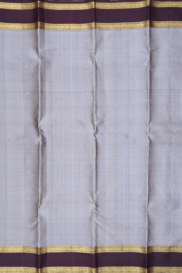 Kanchipuram Silk Saree In Grey With Floral Buttis