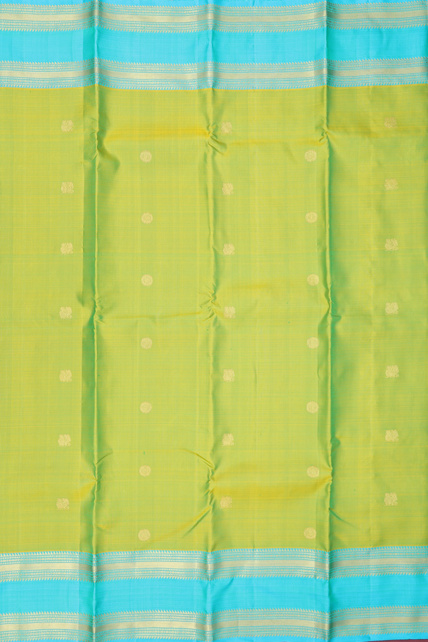 Kanchipuram Silk Saree In Dual Tone With Chakram Buttas