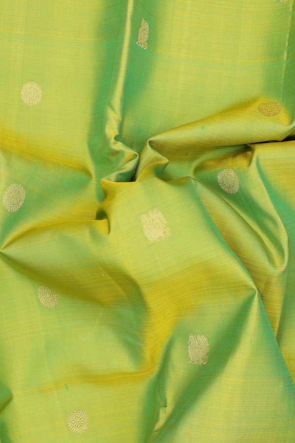 Kanchipuram Silk Saree In Dual Tone With Chakram Buttas
