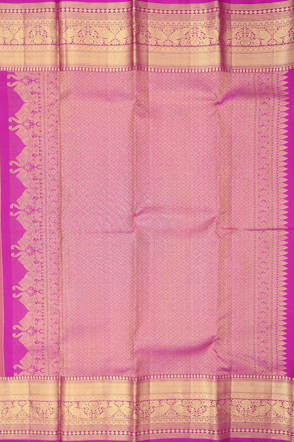 Kanchipuram Silk Saree In Sunflower Yellow With Floral Buttas