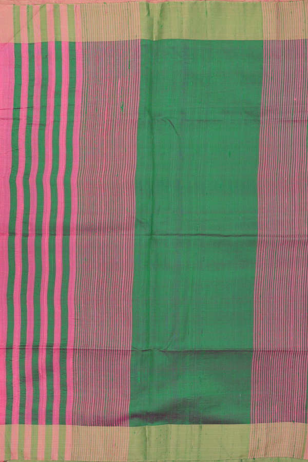 Raw Silk Saree In Punch Pink With Bavanchi Border