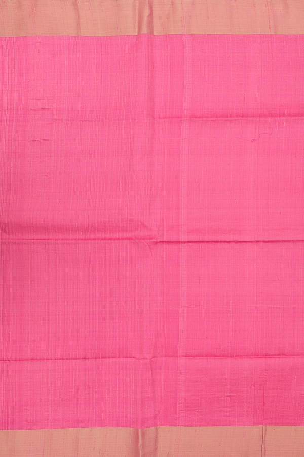 Raw Silk Saree In Punch Pink With Bavanchi Border