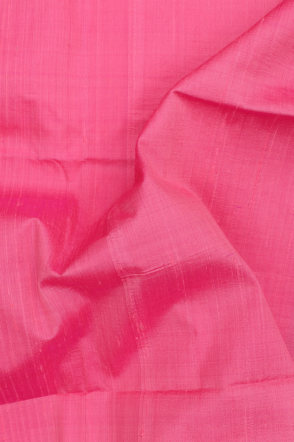 Raw Silk Saree In Punch Pink With Bavanchi Border