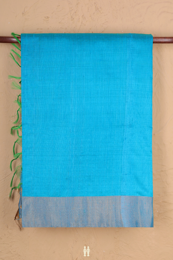 Raw Silk Saree In Peacock With Bavanchi Border
