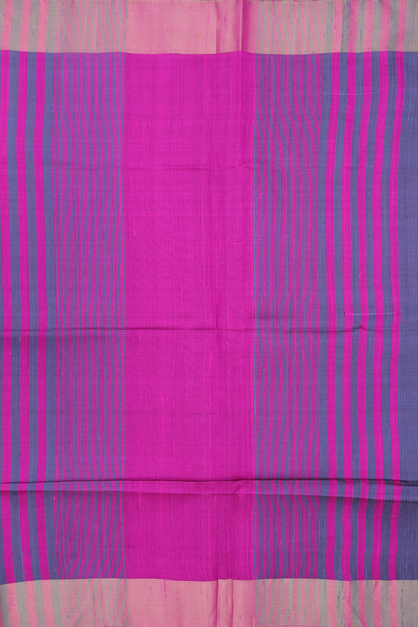 Raw Silk Saree In Pigeon Blue With Bavanchi Border