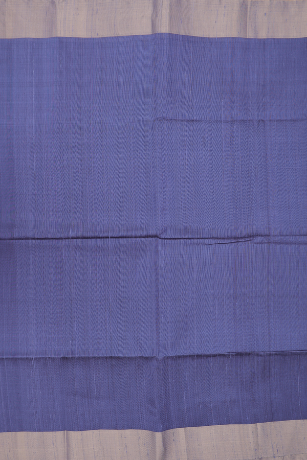 Raw Silk Saree In Pigeon Blue With Bavanchi Border