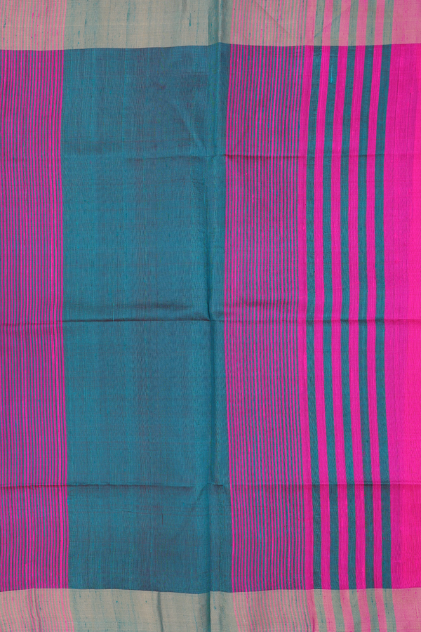 Raw Silk Saree In Plain Dark Pink With Bavanchi Border