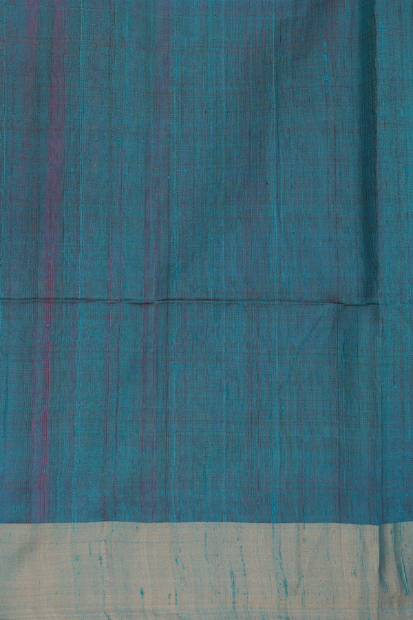 Raw Silk Saree In Plain Dark Pink With Bavanchi Border