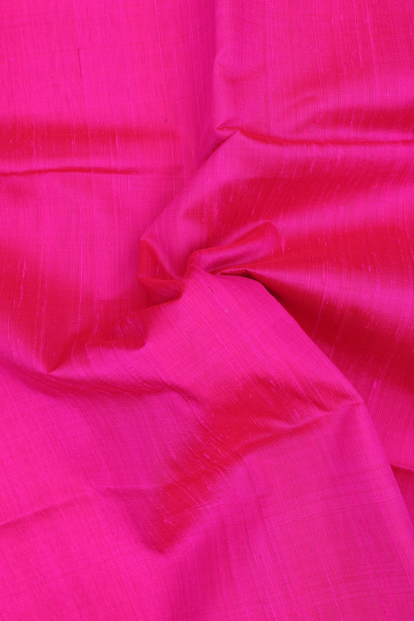 Raw Silk Saree In Plain Dark Pink With Bavanchi Border