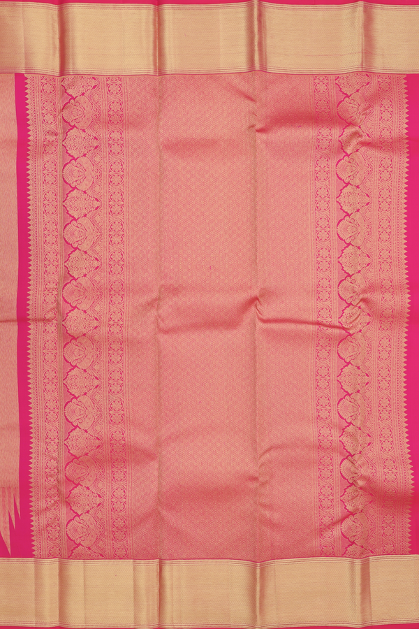 Kanchipuram Silk Saree In Rani Pink With Twill Weave Design