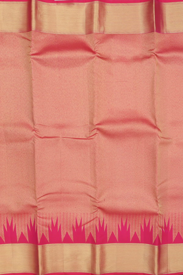 Kanchipuram Silk Saree In Rani Pink With Twill Weave Design