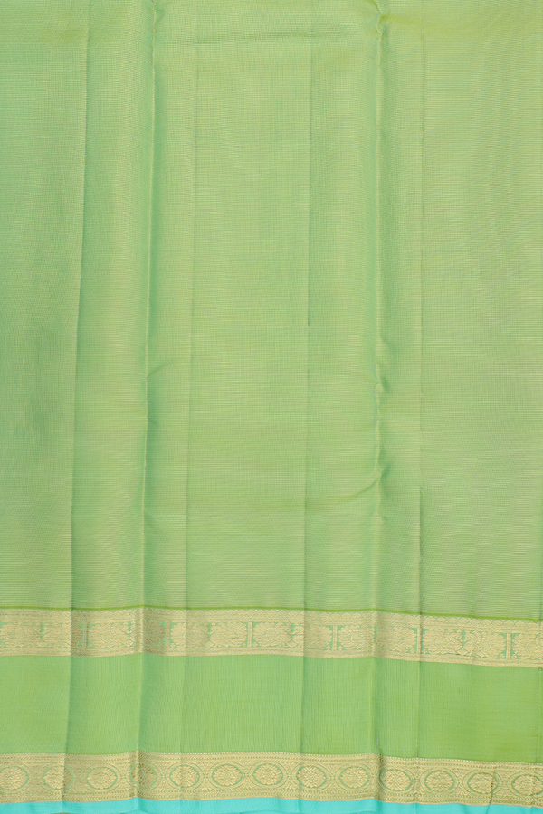 Kanchipuram Silk Saree In Yellow Along Stripes With Buttas