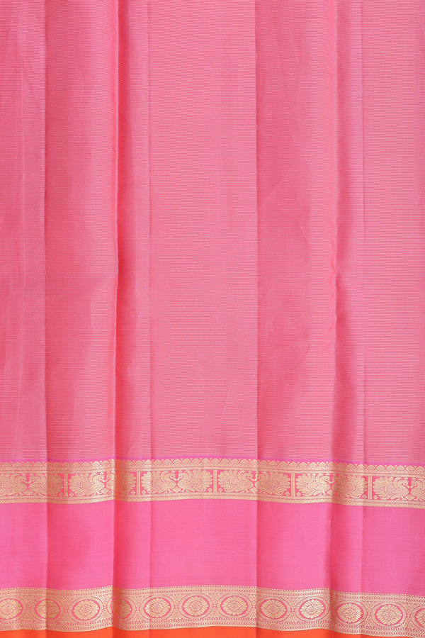 Kanchipuram Silk Saree In Green Along Stripes With Buttas