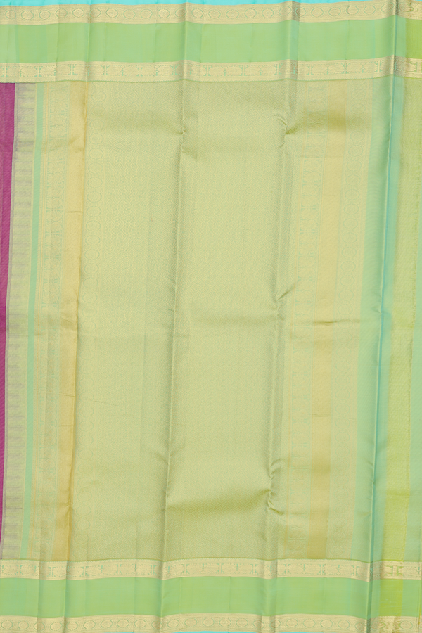 Kanchipuram Silk Saree In Purple Along Stripes With Buttas