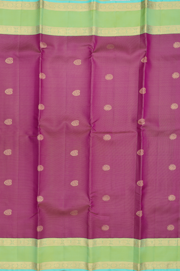 Kanchipuram Silk Saree In Purple Along Stripes With Buttas