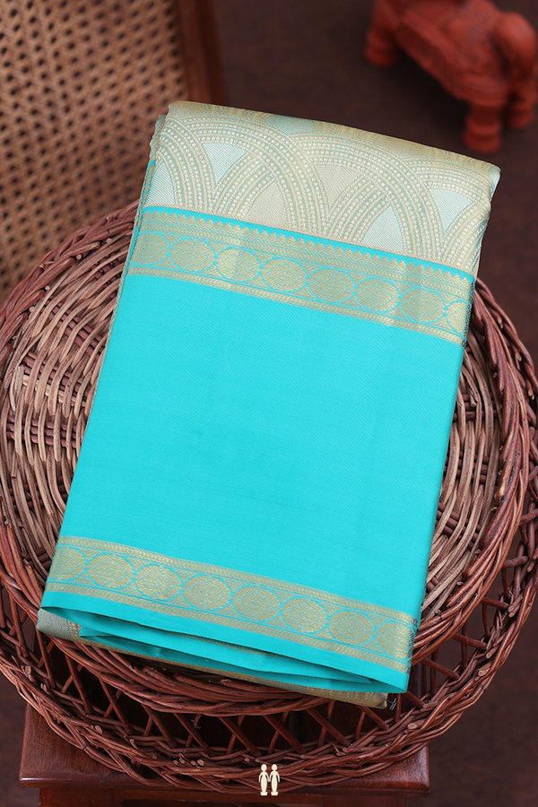 Kanchipuram Silk Saree In Tissue Blue With Allover Design