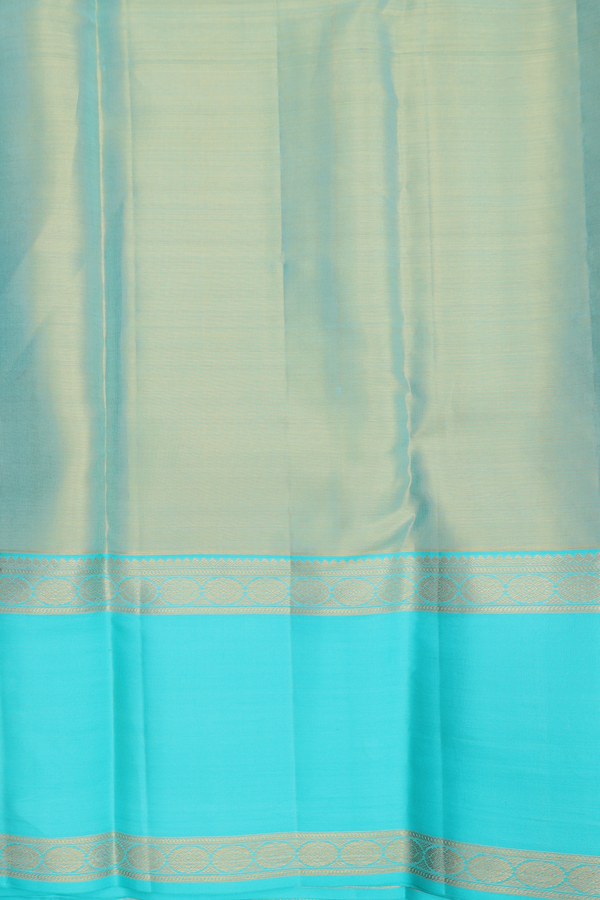 Kanchipuram Silk Saree In Tissue Blue With Allover Design
