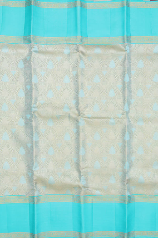 Kanchipuram Silk Saree In Tissue Blue With Allover Design