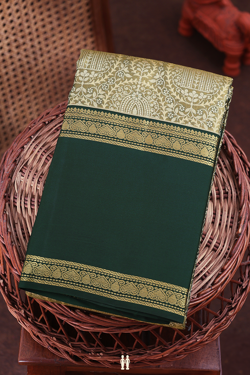 Kanchipuram Silk Saree In Tissue Green With Allover Design