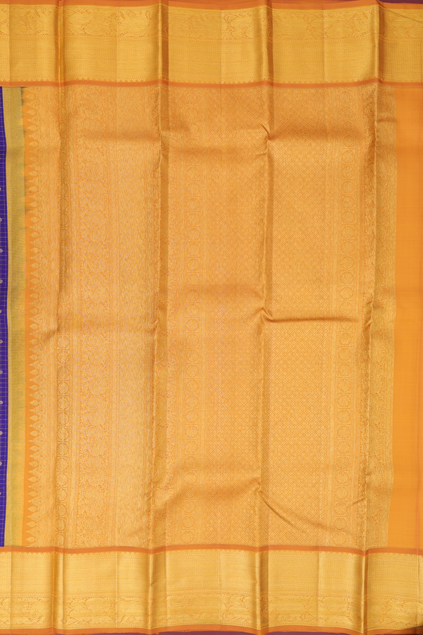 Kanchipuram Silk Saree In Royal Blue With Checks Design