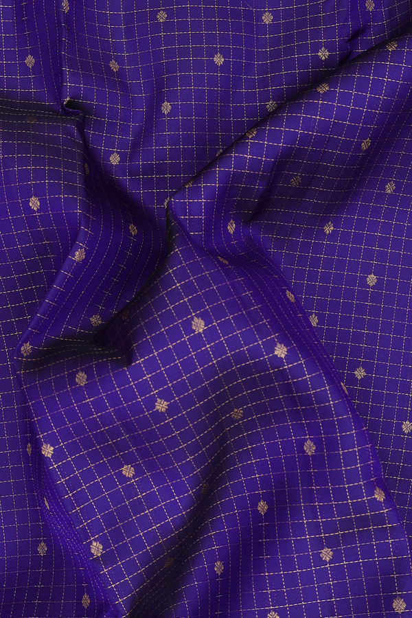 Kanchipuram Silk Saree In Royal Blue With Checks Design