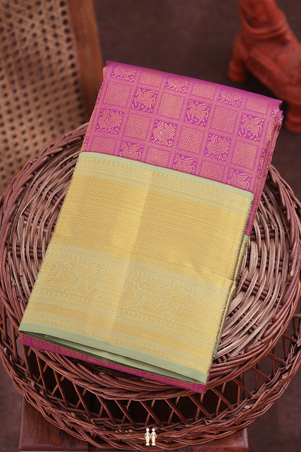 Kanchipuram Silk Saree In Pink With Brocade Design