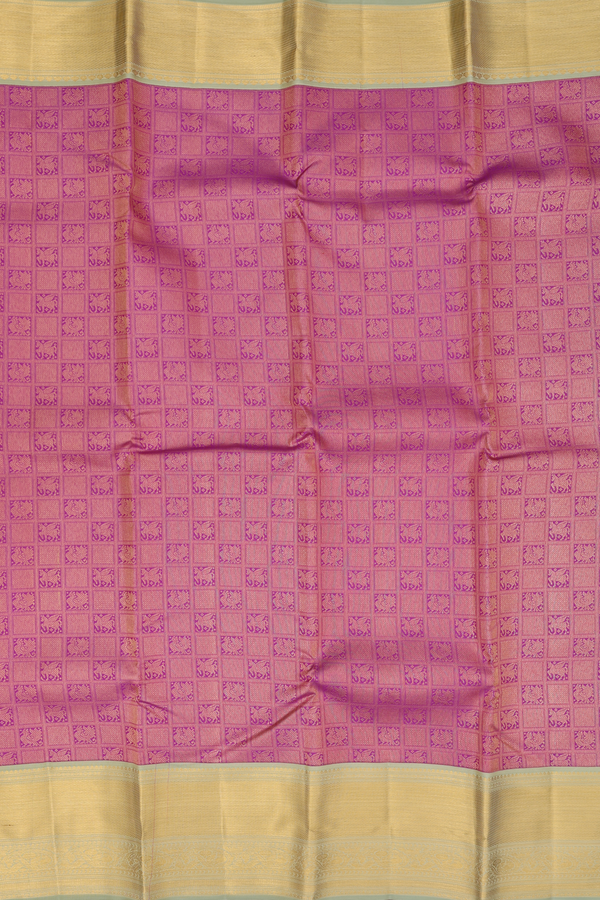 Kanchipuram Silk Saree In Pink With Brocade Design
