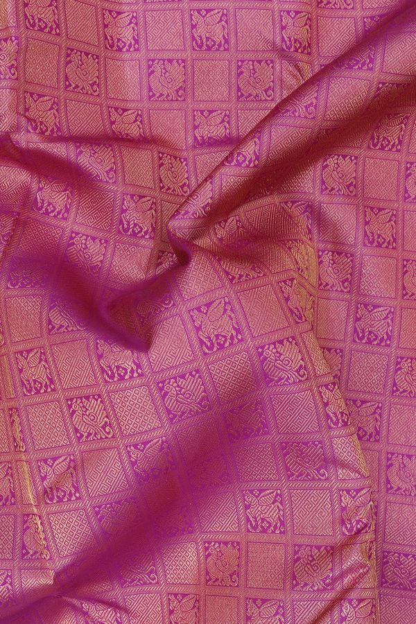 Kanchipuram Silk Saree In Pink With Brocade Design