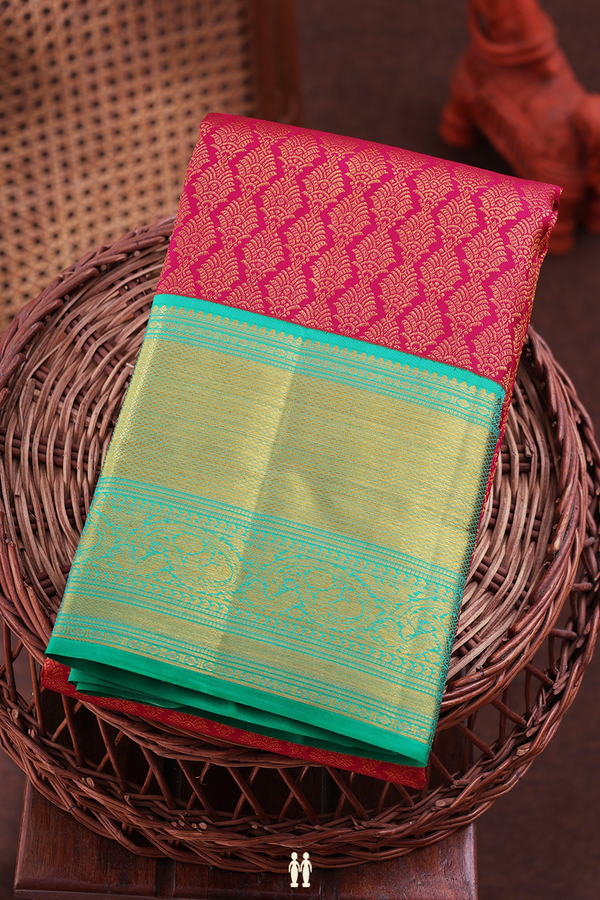 Kanchipuram Silk Saree In Dark Pink With Brocade Design
